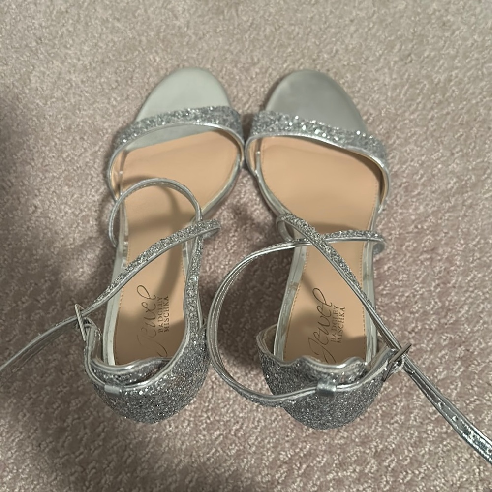 Silver sparkly heels